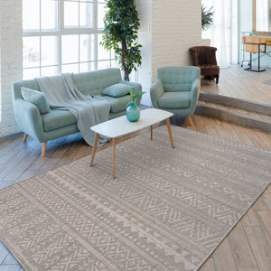 Indoor Outdoor Distressed Bohemian Area Rug (Gray)