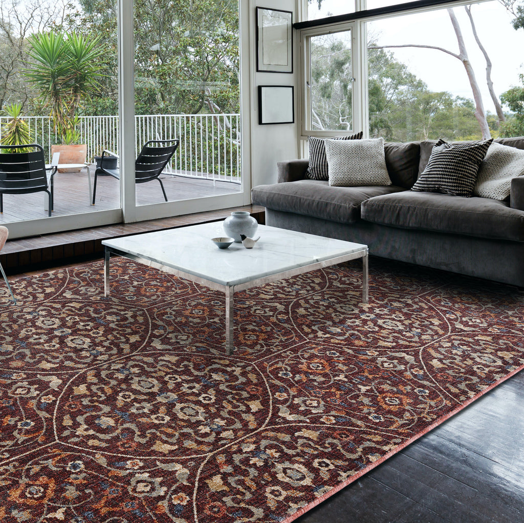 Vintage Oriental Space-Dyed Area Rug (Deep Burgundy)